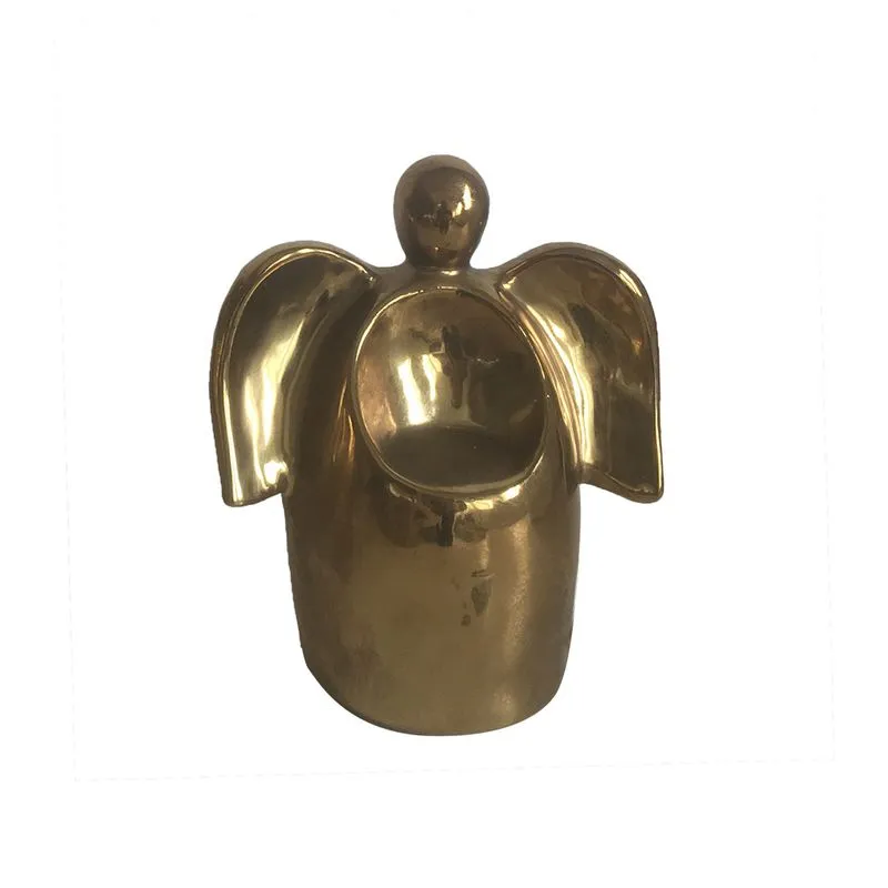 PECA DECORATIVA ANJO EM CERAMICA DOURADO