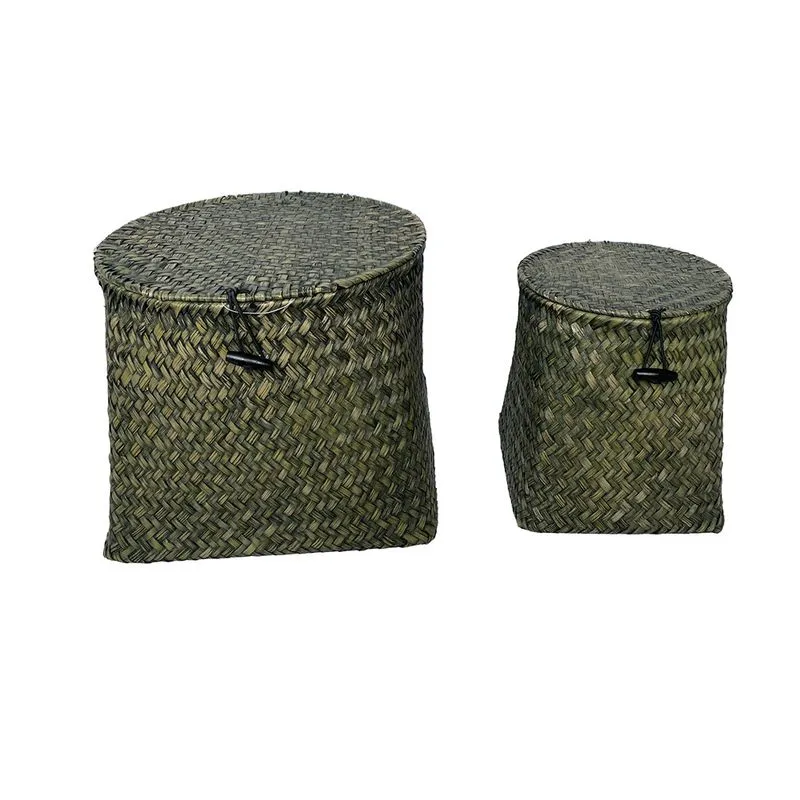 CONJUNTO DE CESTAS EM FIBRA VEGETAL VERDE 2PECAS