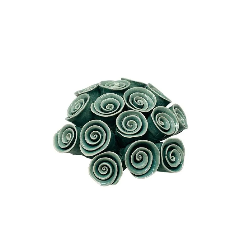 FLOR DECORATIVA EM CERAMICA VERDE