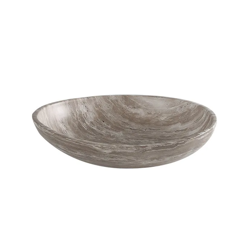 CENTRO DE MESA DECORATIVO EM CERÂMICA CINZA MARMORIZADO