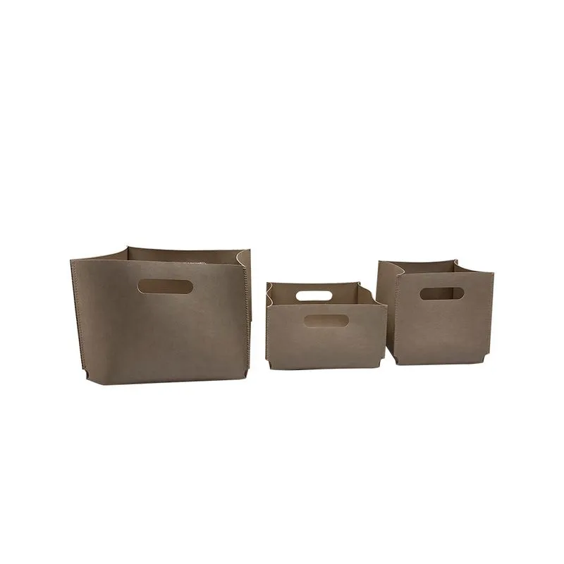 CONJUNTO DE CESTOS EM COURO SINTETICO BEGE 3PECAS