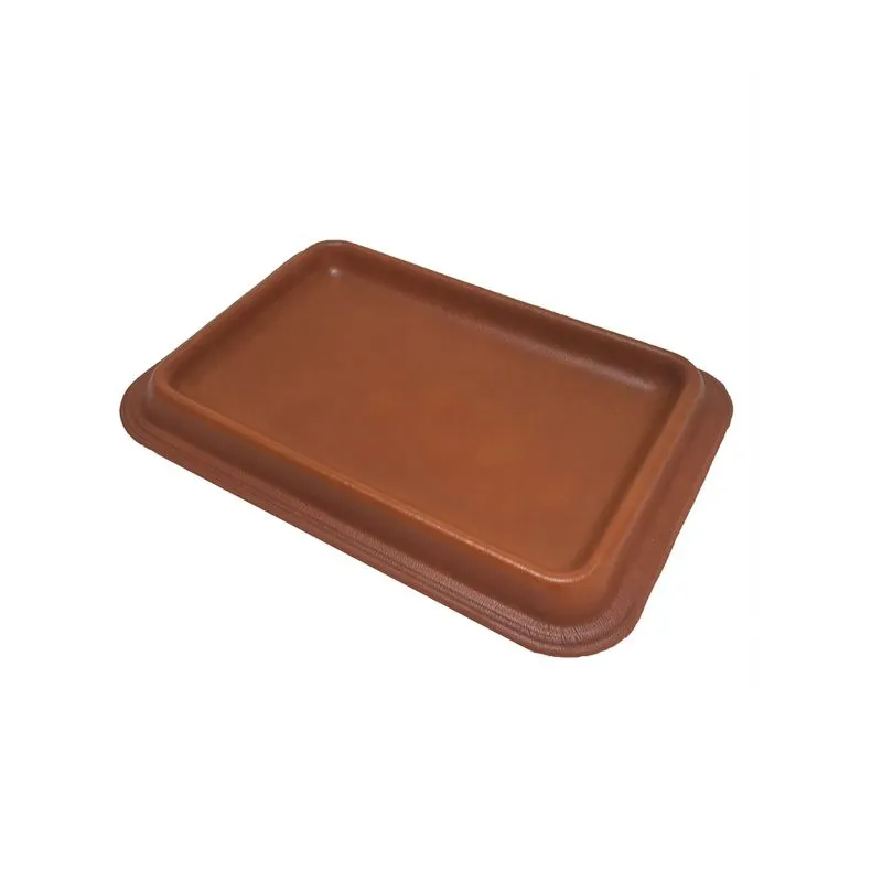 BANDEJA EM COURO SINTETICO MARROM