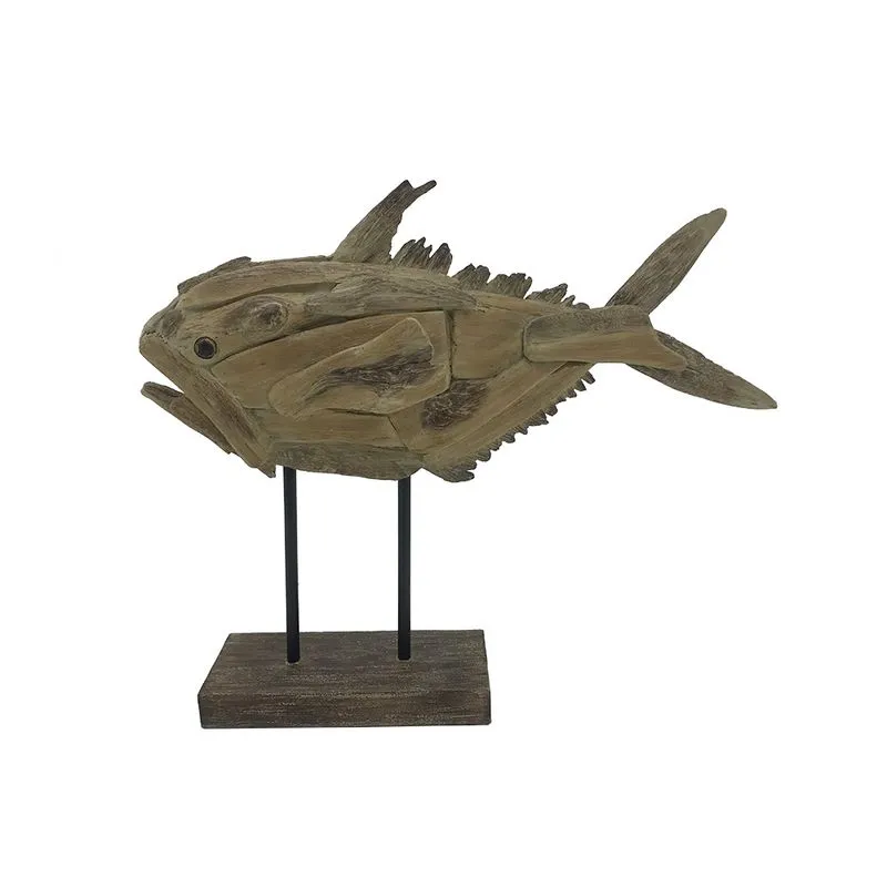 PEIXE DECORATIVO EM RESINA MARROM
