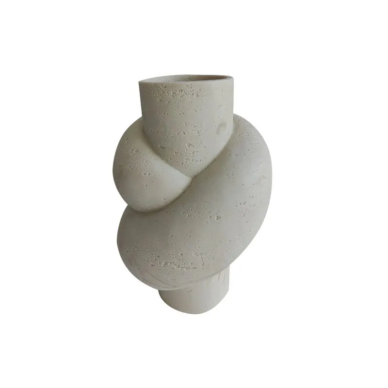 VASO DECORATIVO EM RESINA BEGE TEXTURIZADO