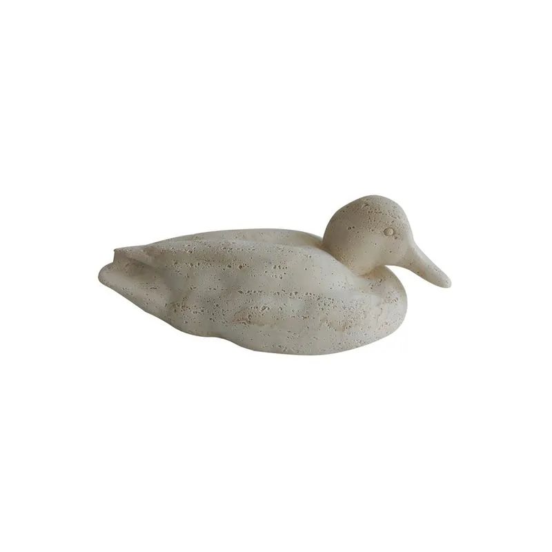 PATO DECORATIVO EM RESINA BEGE TEXTURIZADO