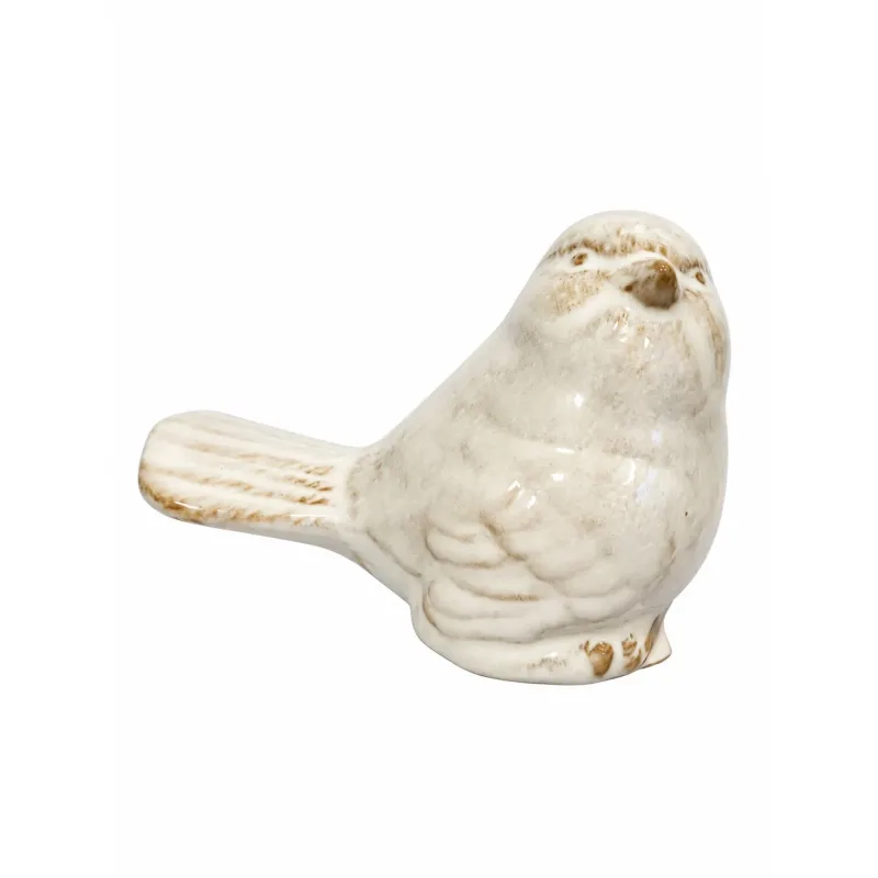 Pássaro Decorativo em Cerâmica Branco Pequeno