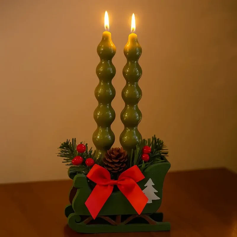 Conjunto 2 Velas Natal Parafina Verde 30,2x7,4x3,7cm