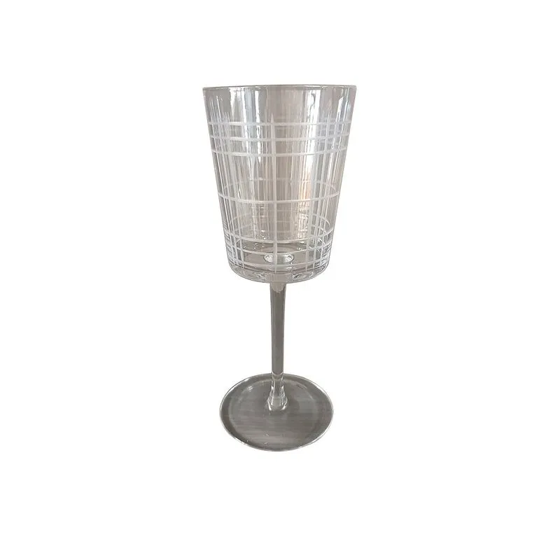 CONJUNTO TACAS EM VIDRO COM DETALHE EM FILETES TRANSPARENTE 310ML 6 PEÇAS