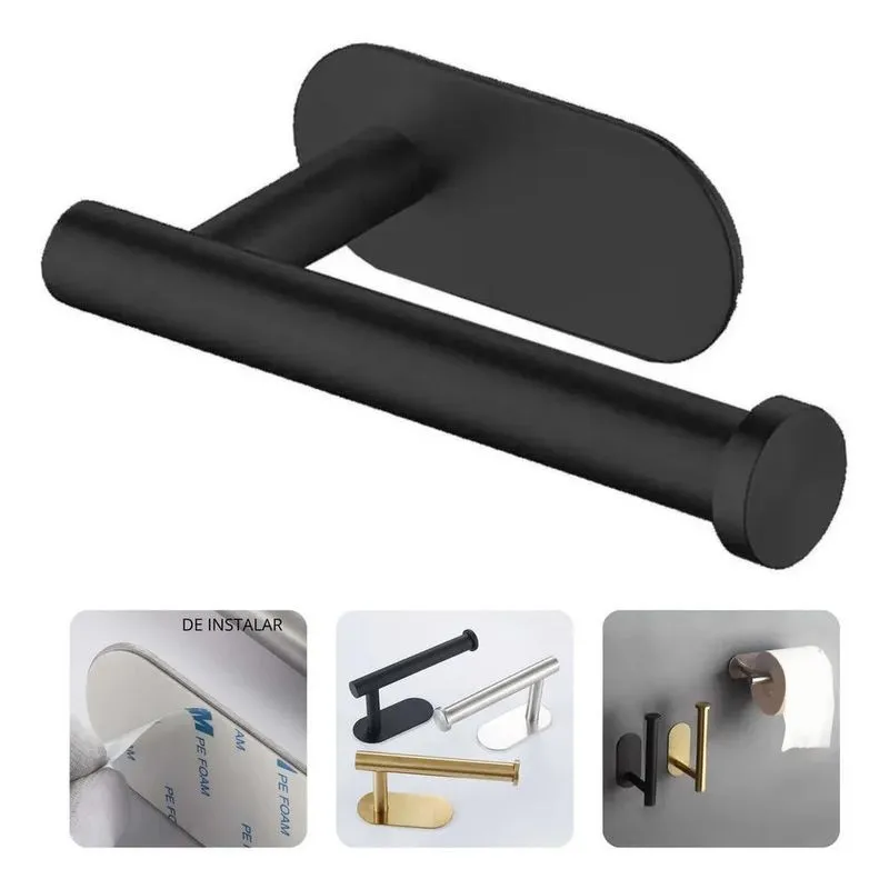 Porta Papel Higiênico Suporte Aço Inox Preto Premium Auto Ad