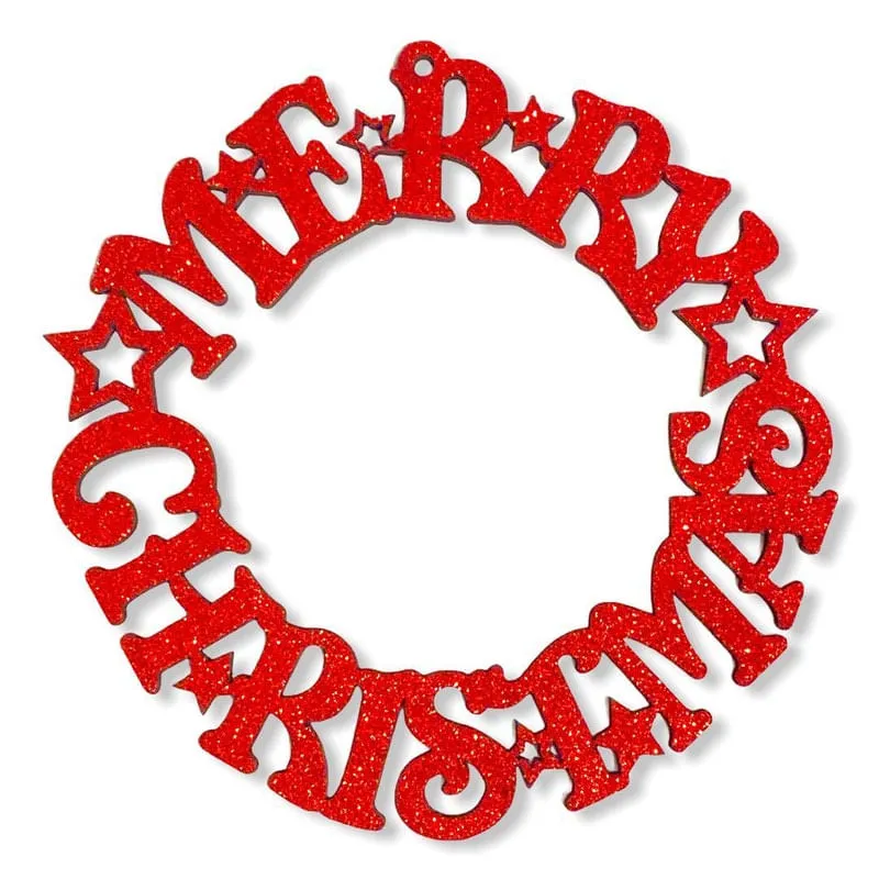 Guirlanda De Natal Mdf Com Glitter - M2