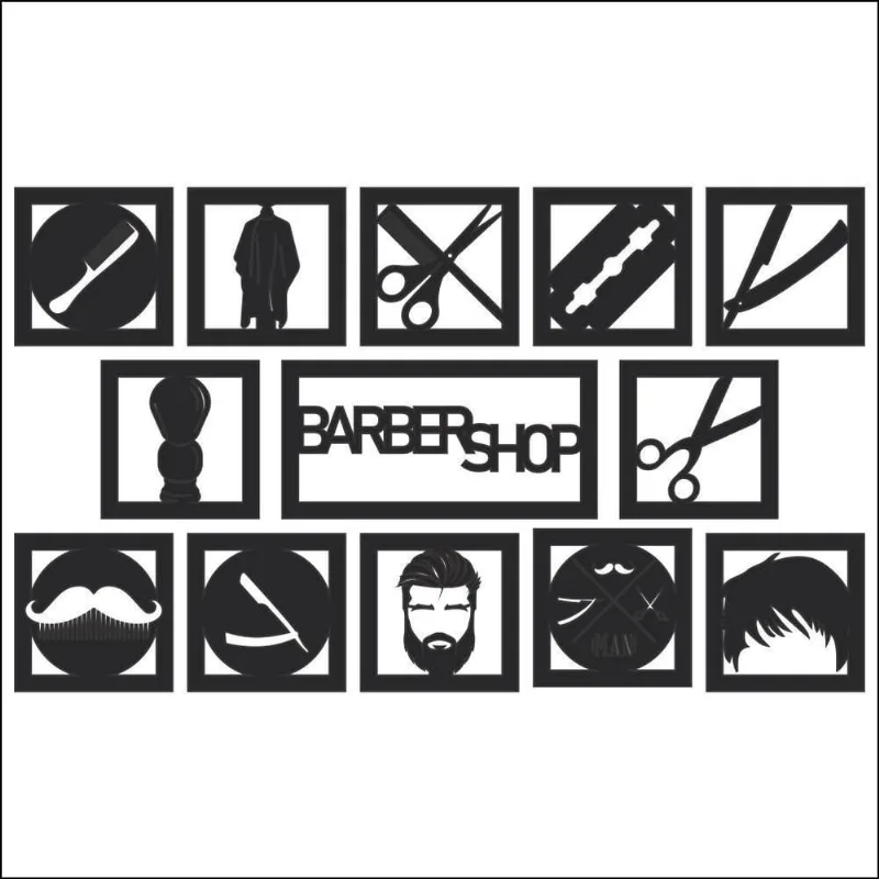 Barbearia / Cabeleleiro 13 Quadros Decorativos