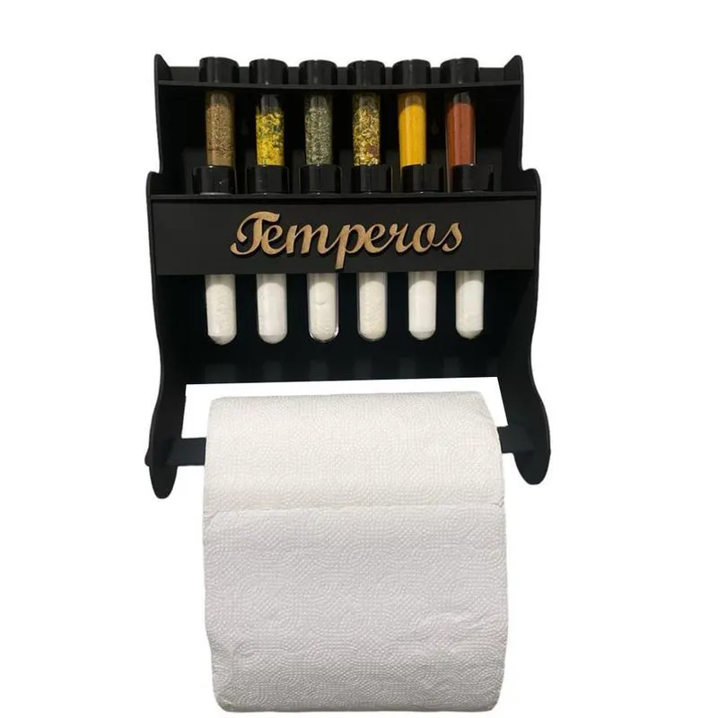 Porta Tempero/Condimentos Com Porta Papel Toalha 12 Tubetes