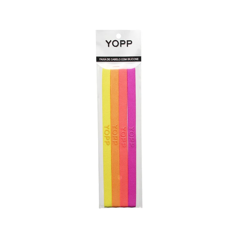 Faixa De Cabelo c/ Silicone Antideslizante Yopp Violeta e Amarelo (4 un) amarelo - Yopp