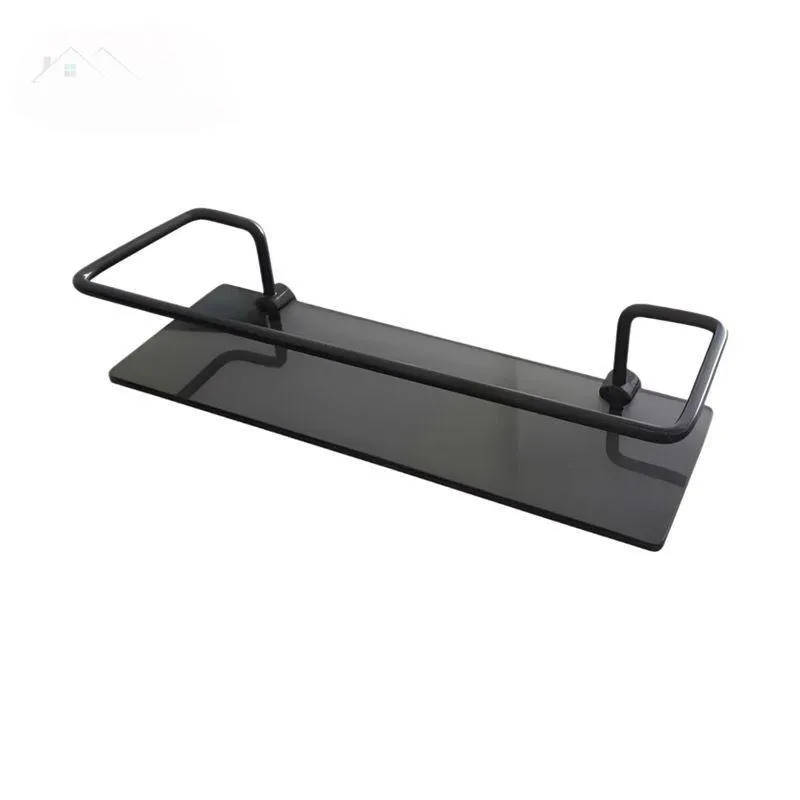 Porta Shampoo Reto Preto Fosco Com Vidro Fumê 6mm Prateleira