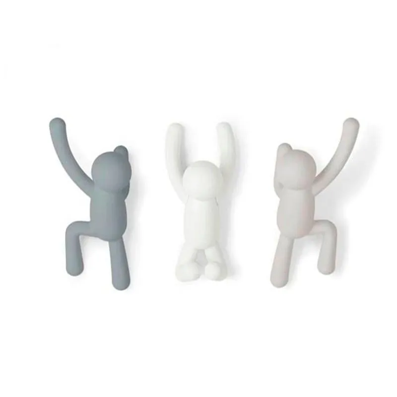 Kit De Ganchos Buddy Em Abs Cinza E Branco Com 03 Peças - Umbra