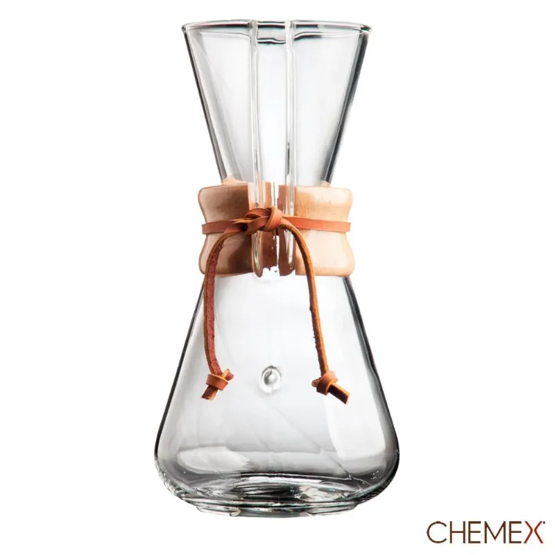Passador De Café Em Vidro 03 Xícaras Com Alça Em Madeira - Chemex