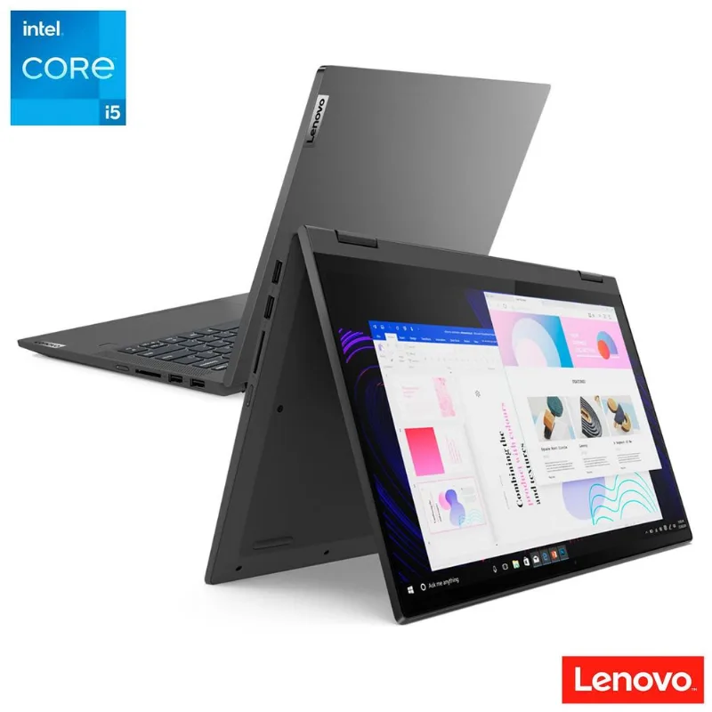 Notebook Lenovo 2 em 1, Intel Core i5 1135G7,8GB,256GB SSD,Tela 14", Placa Intel Iris Xe -Ideapad Flex 5i- 82LT0003BR