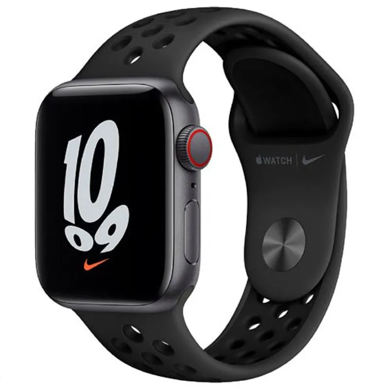 Apple Watch Nike SE (GPS + Cellular, 40mm) Caixa de Alumínio Cinza-Espacial Pulseira Cinza/Preto