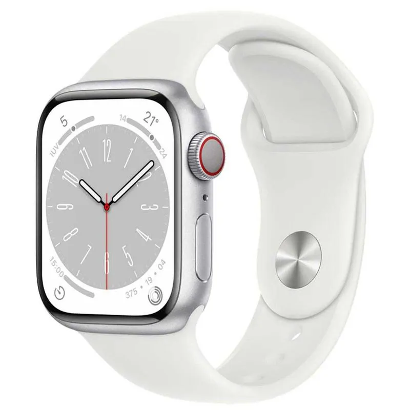 Apple Watch Series 8 (GPS + Cellular 41 mm) Caixa de Alumínio Estelar, Pulseira Esportiva Estelar