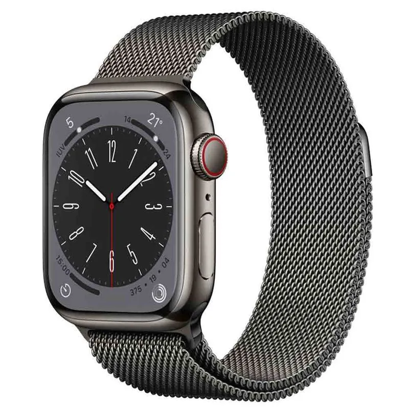 Apple Watch Series 8 (GPS + Cellular 41 mm) Caixa de Aço Inoxidável Grafite, Pulseira Estilo Milanês Grafite