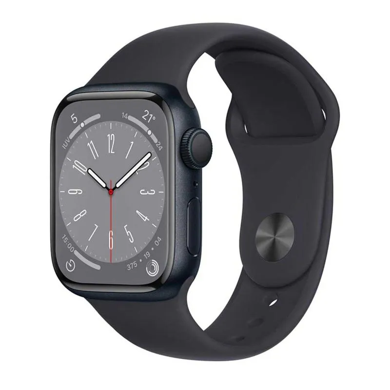 Apple Watch Series 8 (GPS 41 mm) Caixa de Alumínio Meia-noite, Pulseira Esportiva Meia-noite