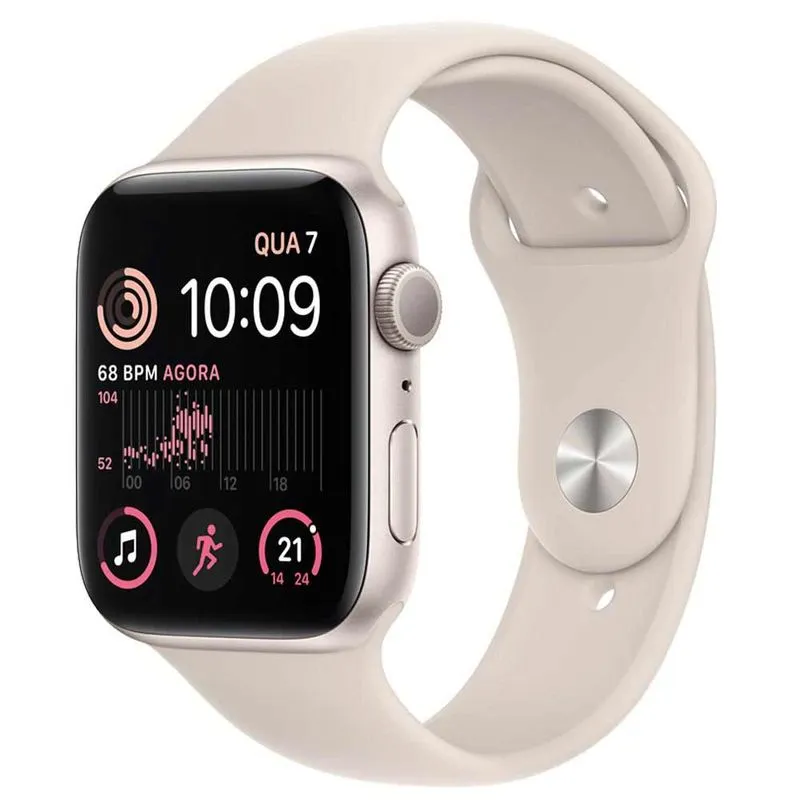 Apple Watch SE (GPS 40 mm) Caixa Prateada de Alumínio com Pulseira Esportiva Branca