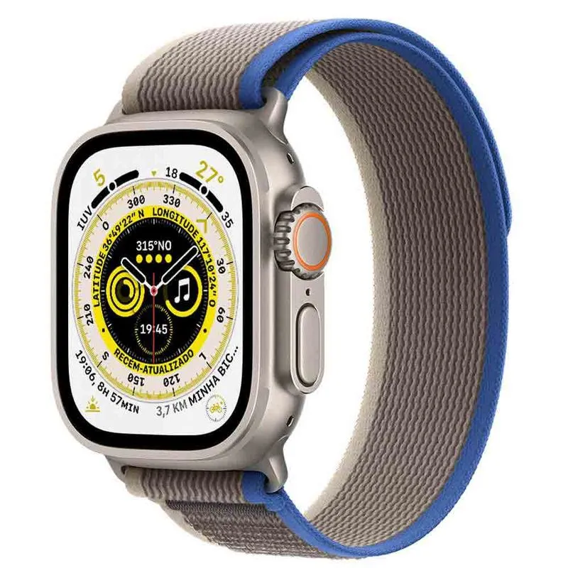 Apple Watch Ultra (GPS+Cellular 49mm) Caixa de Titânio com Pulseira Loop Trail Azul e Cinza M/G