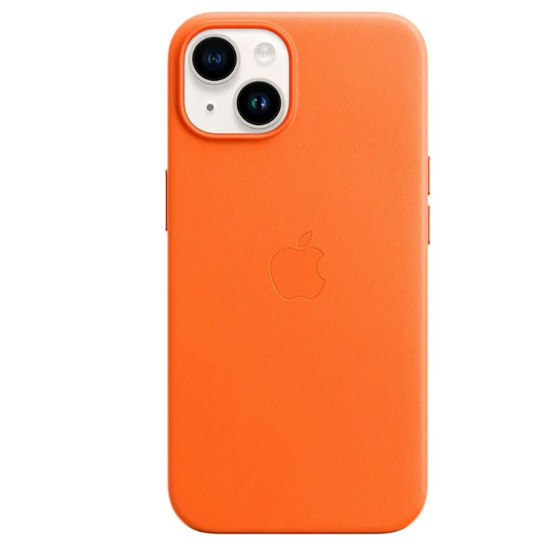 Capa para iPhone 14 com MagSafe de Couro Laranja - Apple - MPP83ZE/A