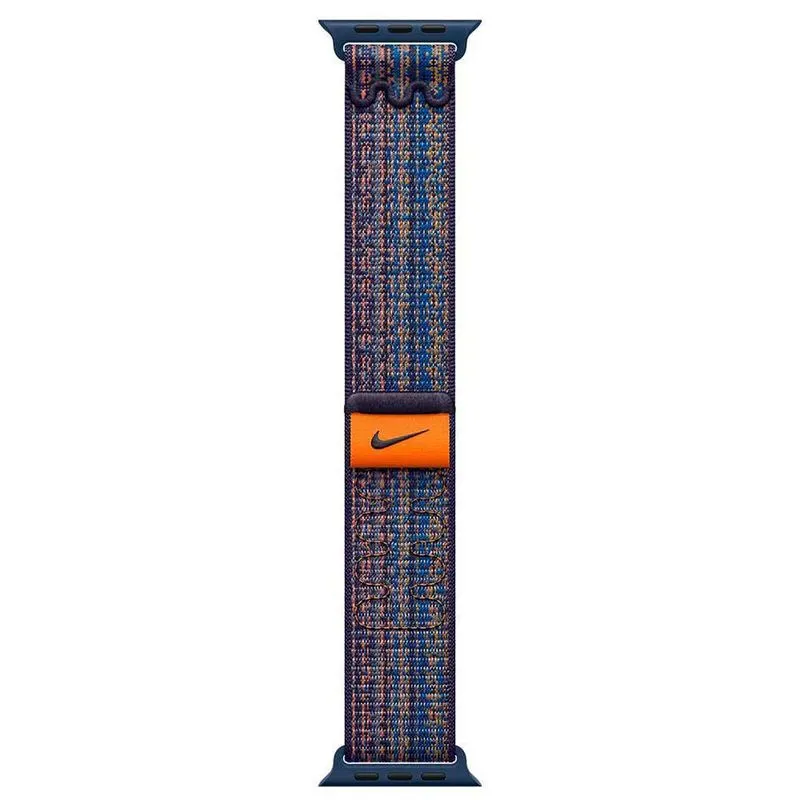 Pulseira Loop Esportiva Nike Para Apple Watch 45 Mm Em Nylon Game Royal E Laranja - Mtl53am/a