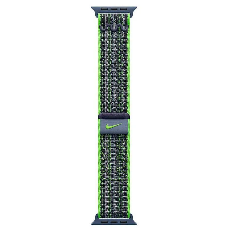 Pulseira Loop Esportiva Nike Para Apple Watch 41 Mm Em Nylon Verde-brilhante E Azul - Mtl03am/a