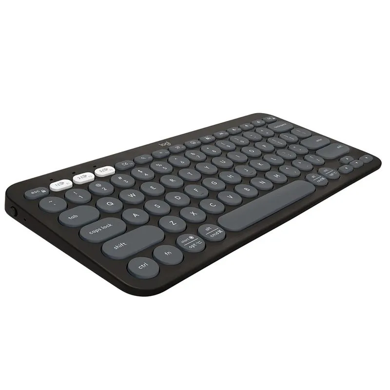 Teclado sem fio Logitech Pebble Keys 2 K380s Conexão Bluetooth/USB Logi Bolt, Easy-Switch e Pilha Inclusa- Grafite