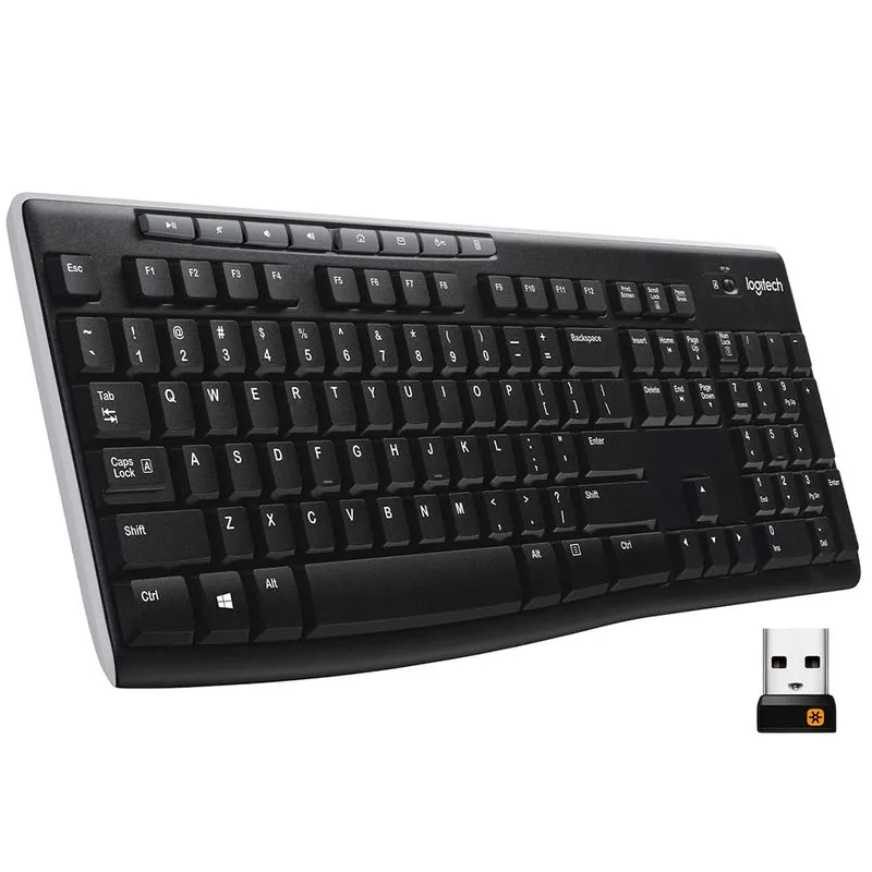 Teclado sem fio Logitech K270 com 8 Teclas Multimídia, Conexão USB, Pilhas Inclusas e Layout ABNT2