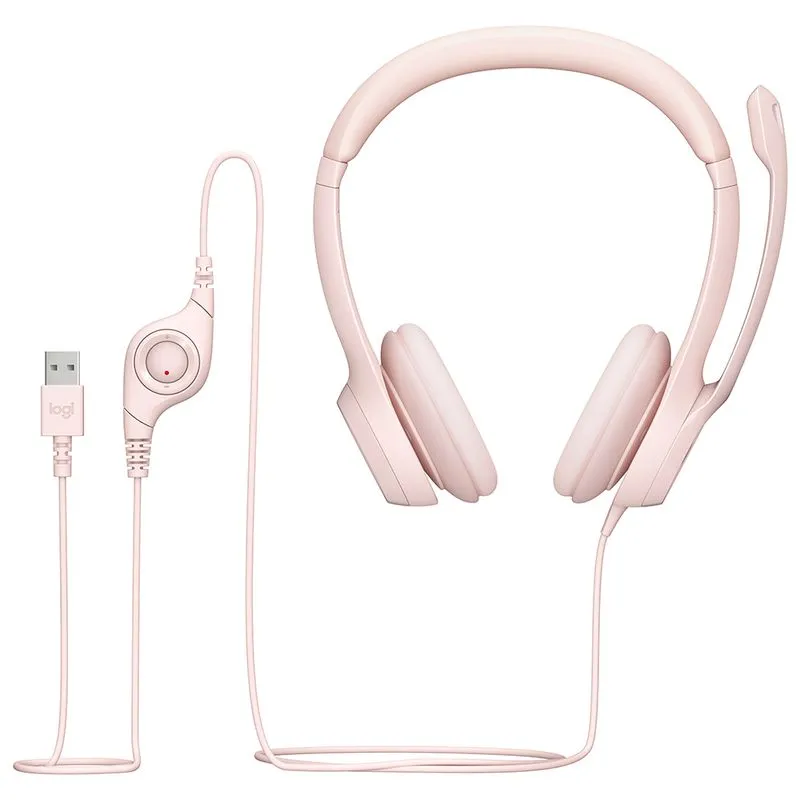 Headset com fio USB Logitech H390 Rosa