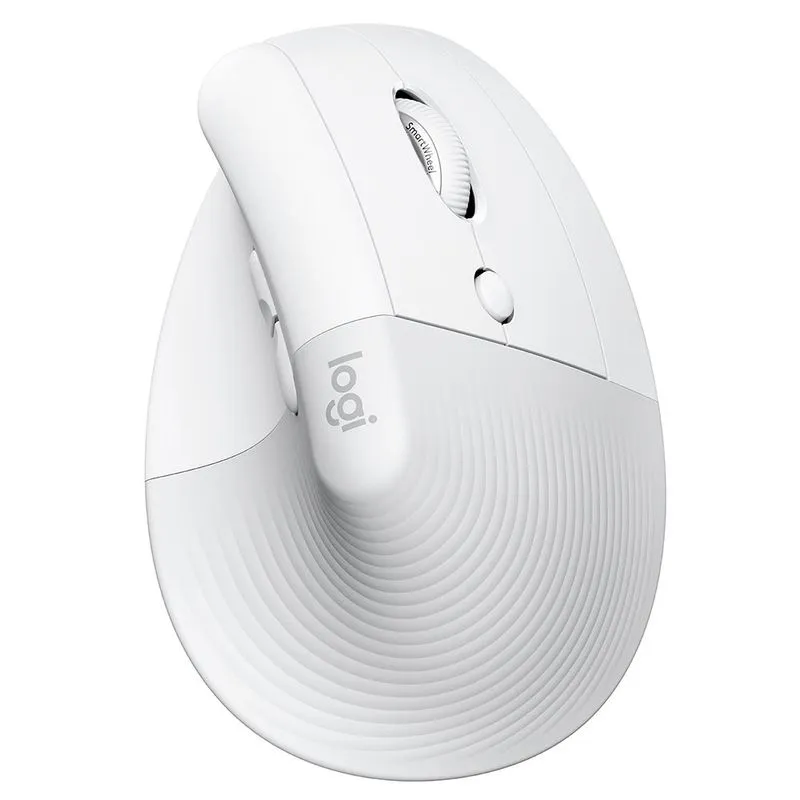 Mouse Sem Fio Logitech Lift com Ergonômico para Redução de Tensão Muscular, Silencioso, Bluetooth/USB - Branco