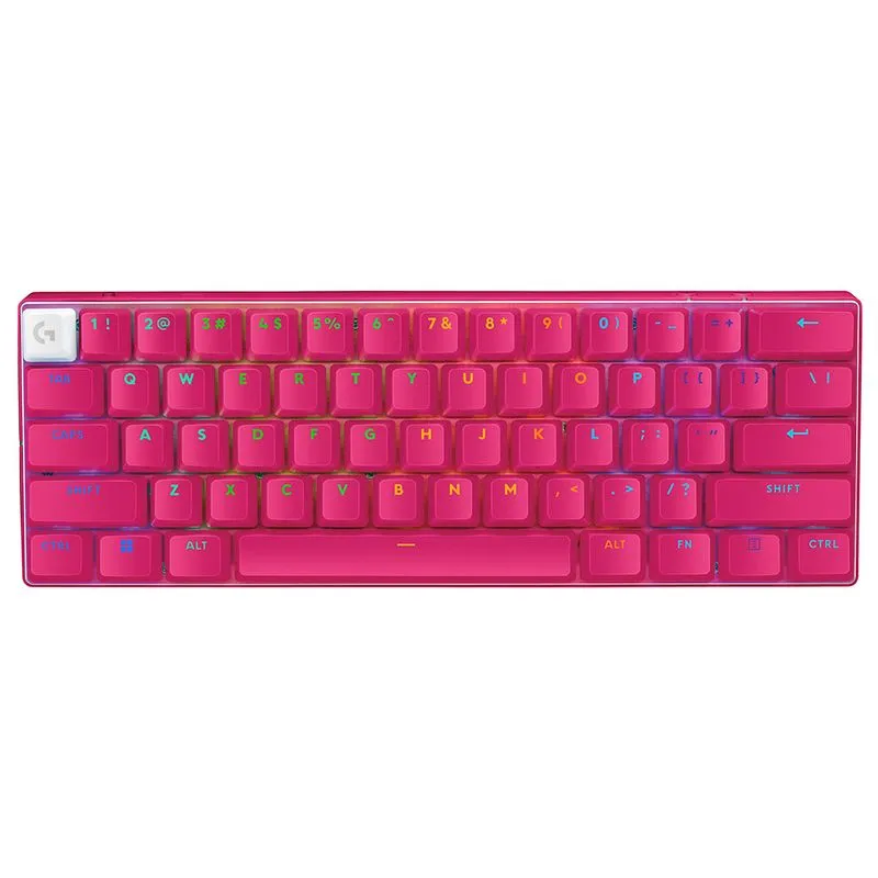 Teclado Mecânico Gamer sem fio USB Logitech G PRO X 60 Tactile Magenta com Layout Americano