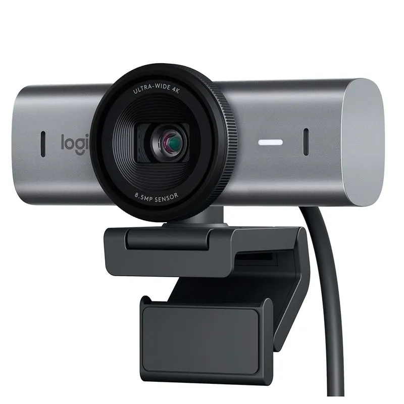 Webcam Ultra HD 4K Logitech MX Brio Com Microfones com Redução de Ruído, Protetor de Privacidade, USB-C - Grafite