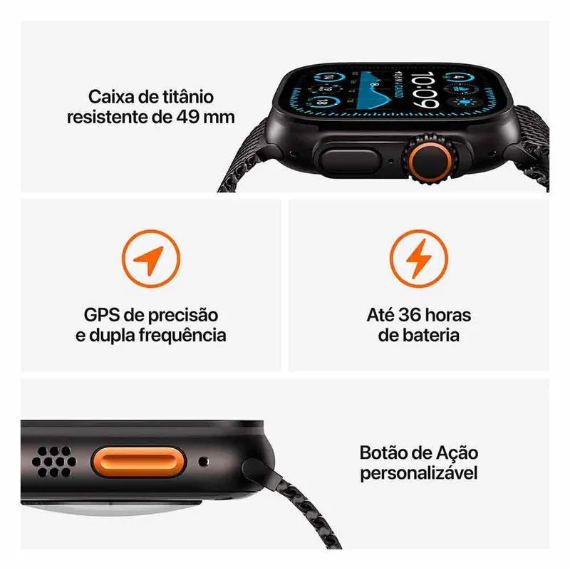 Apple Watch Ultra 2 (gps + Cellular 49mm) Caixa Preta de Titânio com Pulseira Loop Alpina Verde-escura - M