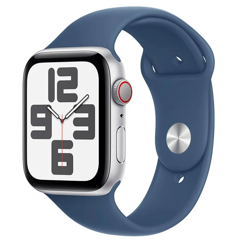 Apple Watch SE (GPS + Cellular 44mm) Caixa Prateada de Alumínio com Pulseira Esportiva Denim - M/G