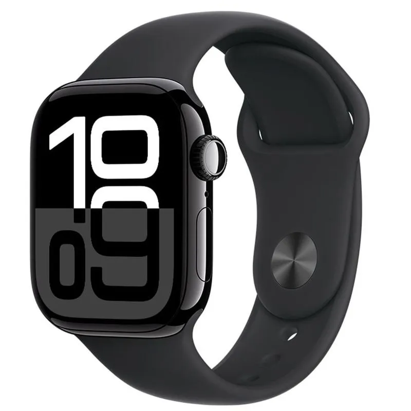 Apple Watch Series 10 (gps, 42 Mm) Caixa De Alumínio Preta Brilhante, Pulseira Esportiva Preta P/m