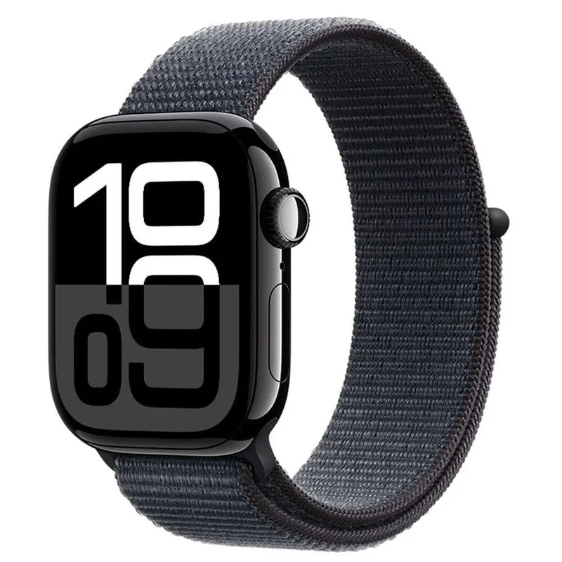 Apple Watch Series 10 (gps, 42 Mm) Caixa De Alumínio Preta Brilhante, Pulseira Loop Esportiva Tinto