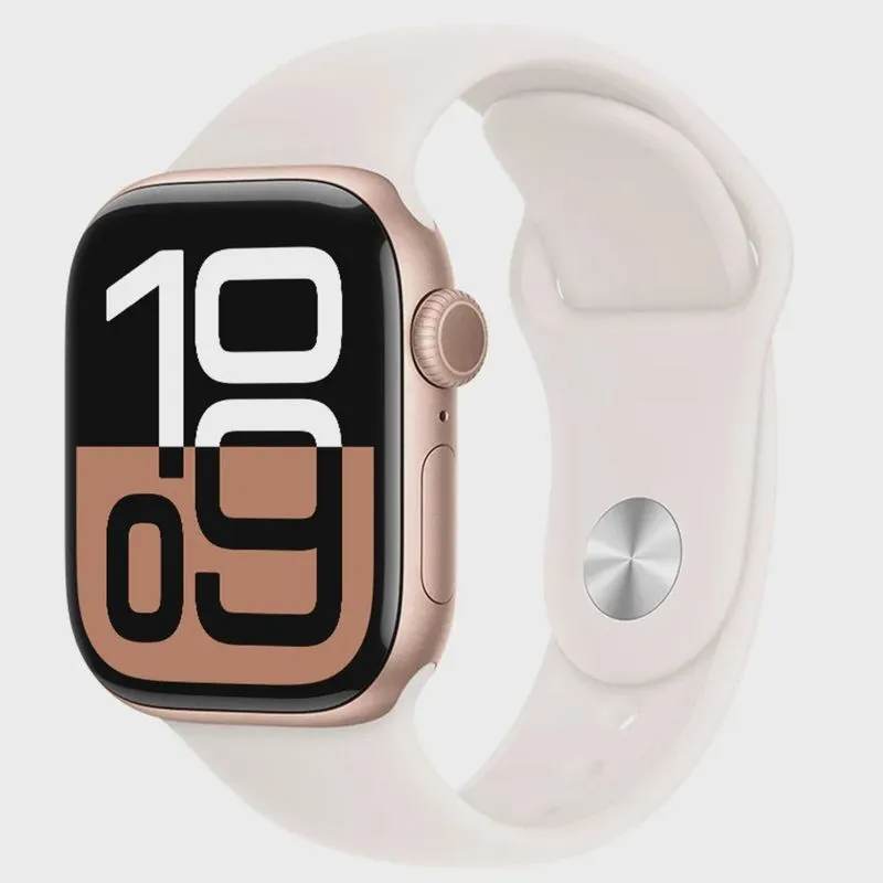 Apple Watch Series 10 (gps, 42 mm) Caixa de Alumínio Ouro Rosa, Pulseira Esportiva Blush-Clara p/m