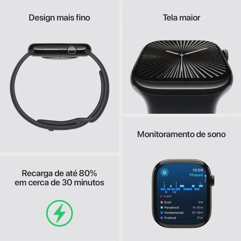 Apple Watch Series 10 (gps, 42 mm) Caixa de Alumínio Ouro Rosa, Pulseira Esportiva Blush-Clara m/g