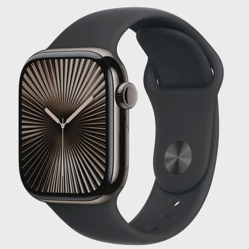 Apple Watch Series 10 (gps + Cellular 42 mm) Caixa de Titânio Ardósia, Pulseira Esportiva Preta p/m