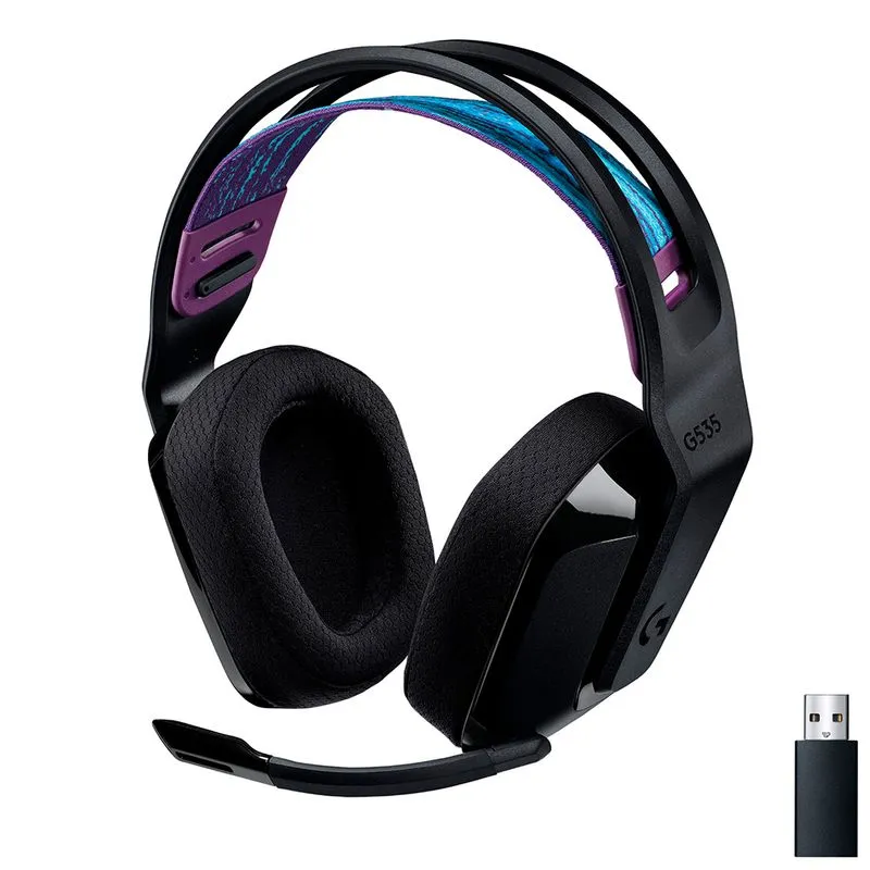 Headset Gamer Sem Fio Logitech G535 LIGHTSPEED Controles Integrados, Bateria Recarregável para PC, PS4, PS5 - Preto