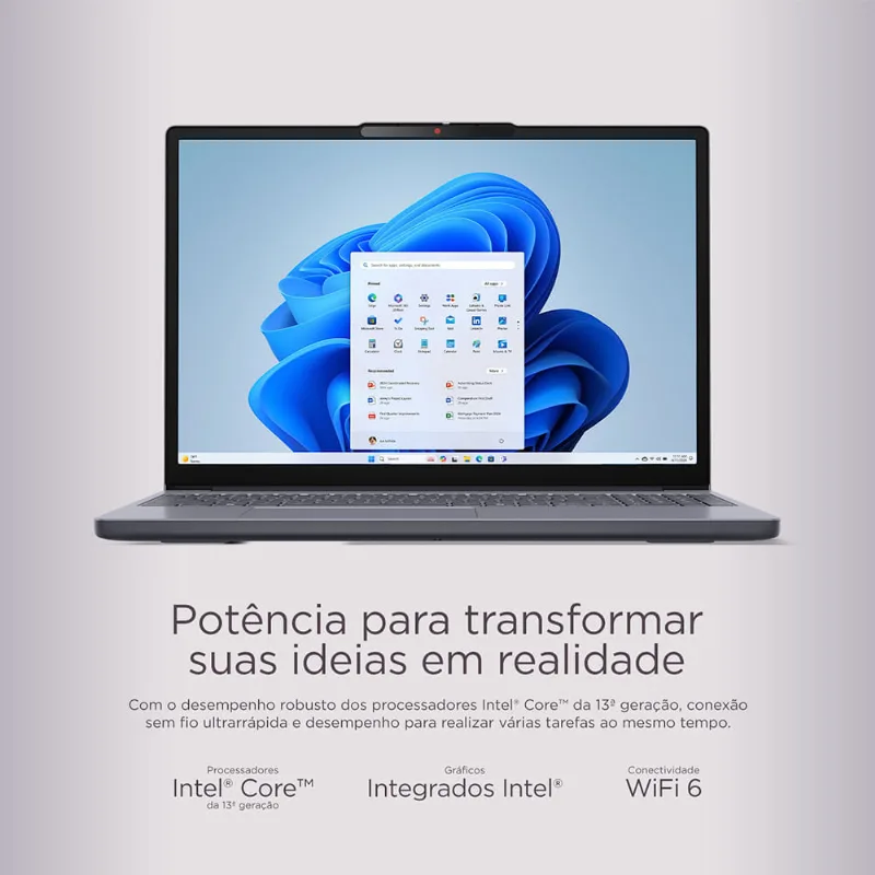 Notebook Lenovo, Intel® Core™ i7-13420H, 16GB, 512GB, Tela de 15,6", IdeaPad Slim 3 15IRH10, Cinza - 83NS0000BR