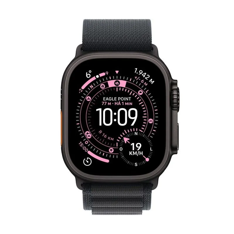 Apple Watch Ultra 3 (GPS + Cellular 49mm) Caixa Preta de Titânio com Pulseira Loop Alpina Preta - M