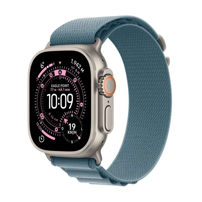 Apple Watch Ultra 3 (GPS + Cellular 49mm) Caixa Natural de Titânio com Pulseira Loop Alpina Azul-Clara - P