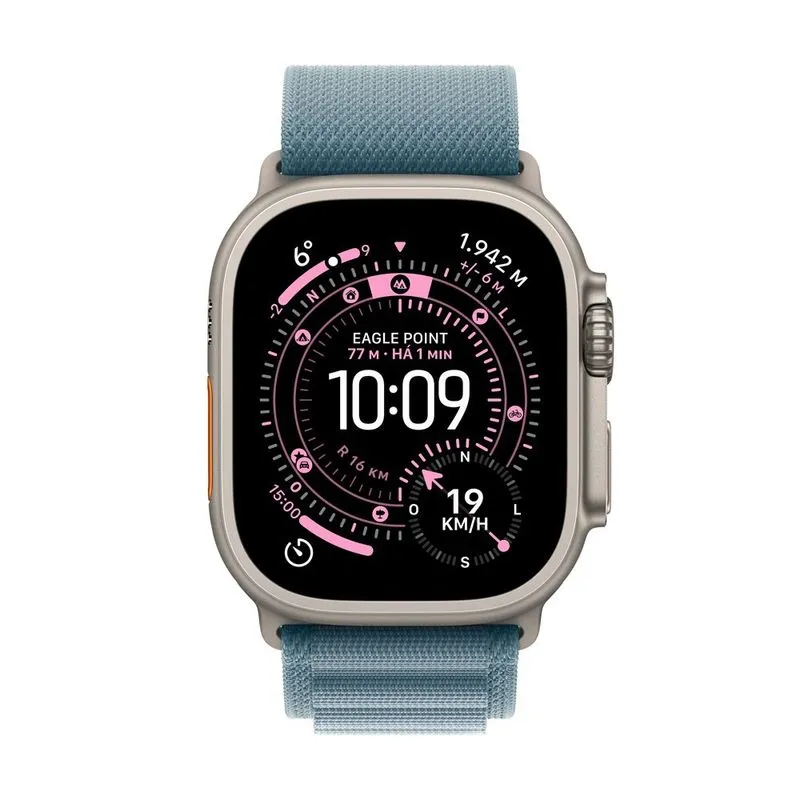 Apple Watch Ultra 3 (GPS + Cellular 49mm) Caixa Natural de Titânio com Pulseira Loop Alpina Azul-Clara - M