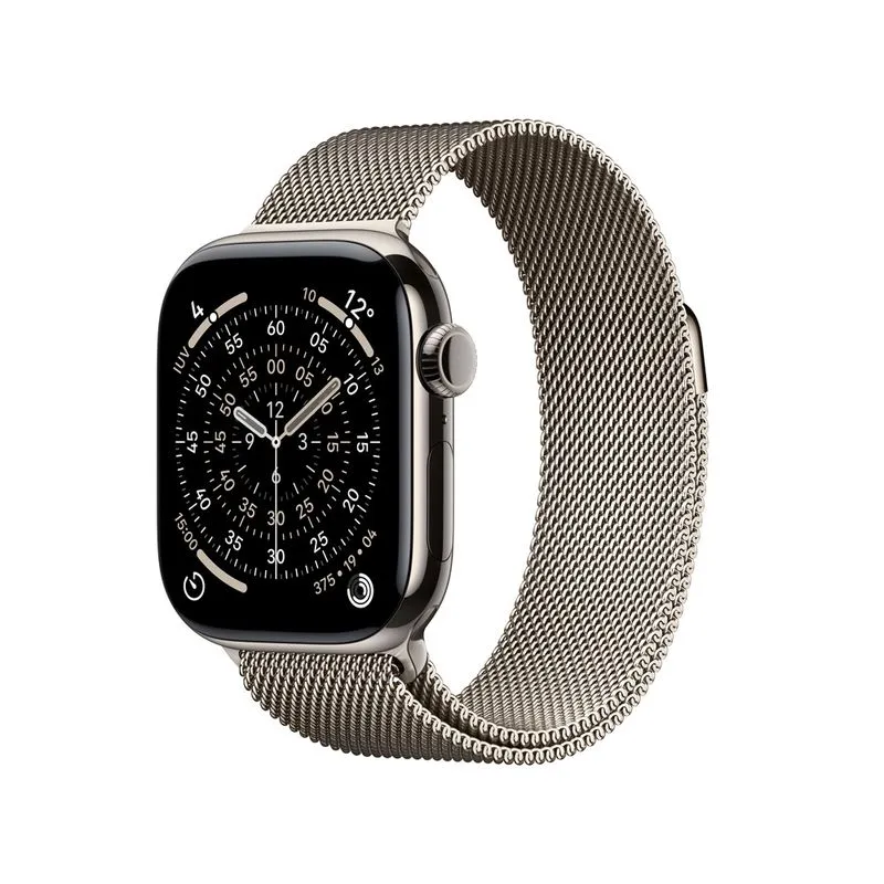 Apple Watch Series 11 (GPS + Cellular) 46 mm com Caixa Natural de Titânio e Pulseira Natural Estilo Milanês P/M