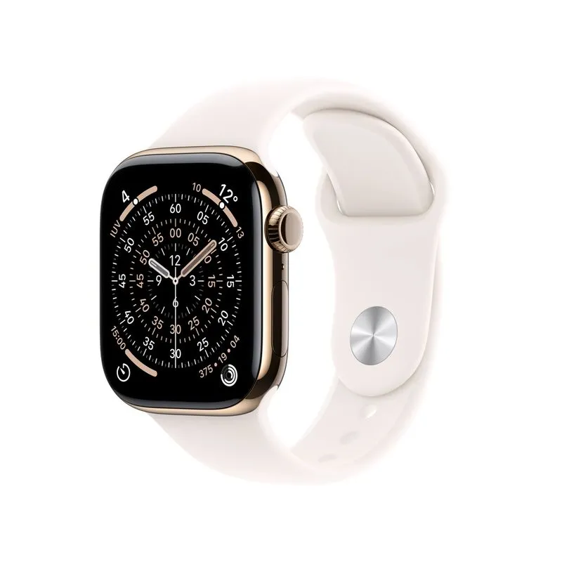 Apple Watch Series 11 (GPS + Cellular) 42 mm com Caixa Dourada de Titânio e Pulseira Estilo Milanês Blush-clara M/G